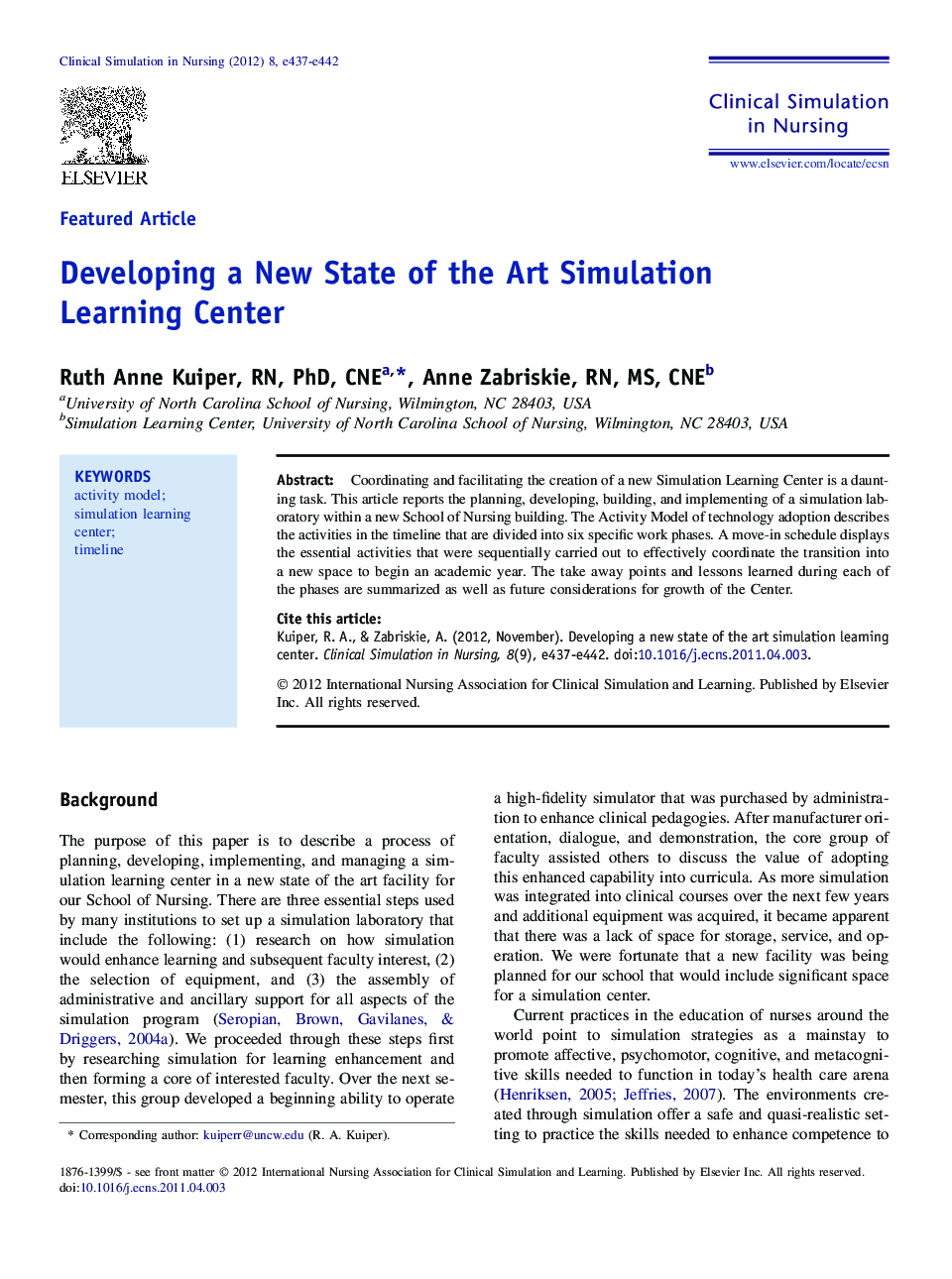 Developing a New State of the Art Simulation Learning Center