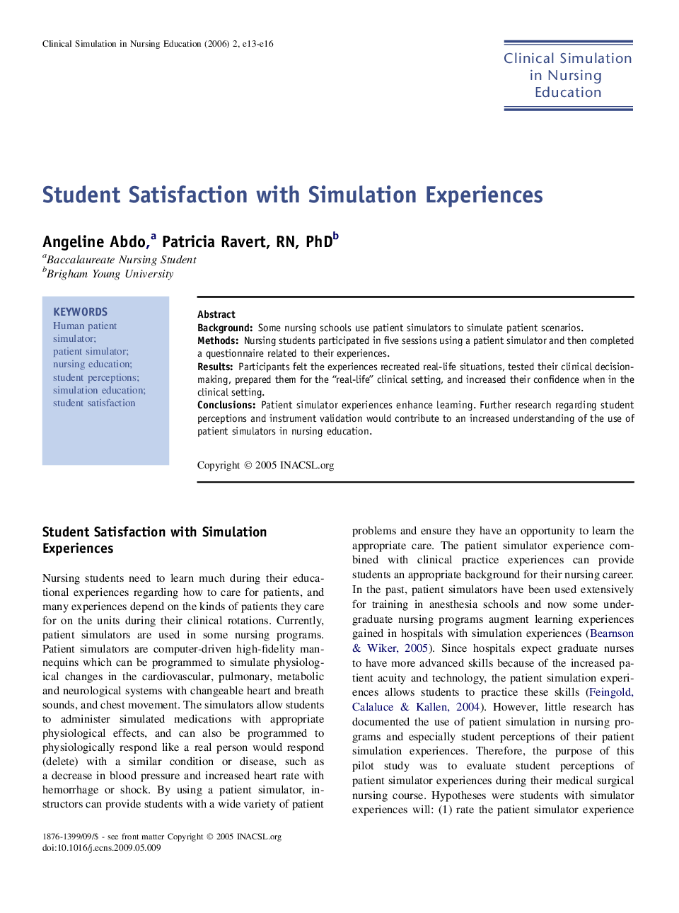 Student Satisfaction with Simulation Experiences