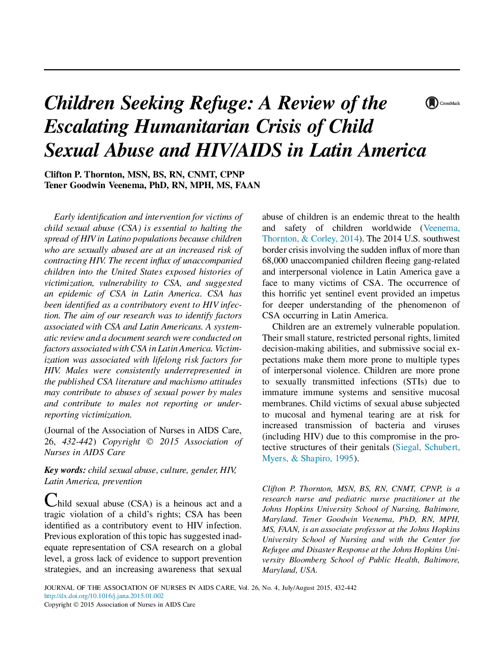 پناهندگی کودکان: بررسی بحران انسانی در حال افزایش سوء رفتار جنسی کودکان و اچ آی وی/ایدز در آمریکای لاتین