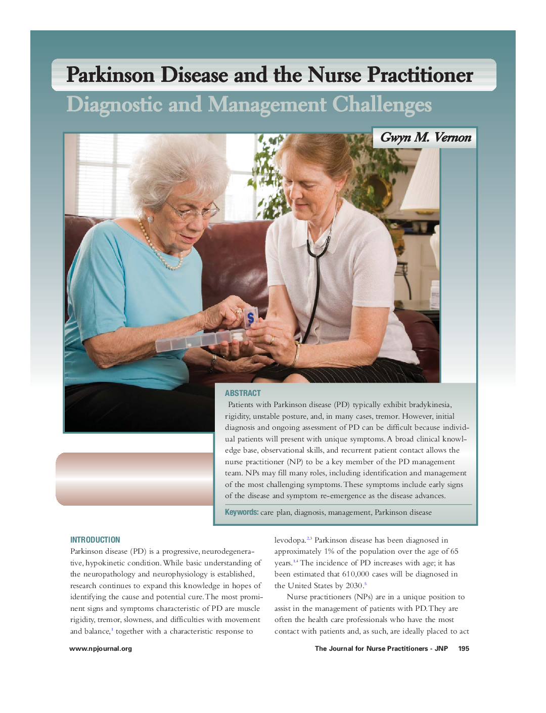 Parkinson Disease and the Nurse Practitioner: Diagnostic and Management Challenges 