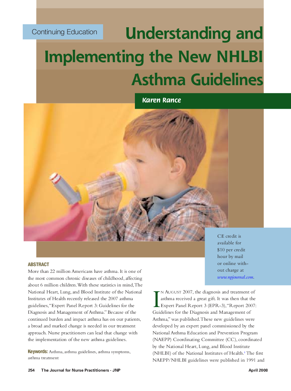 Understanding and Implementing the New NHLBI Asthma Guidelines