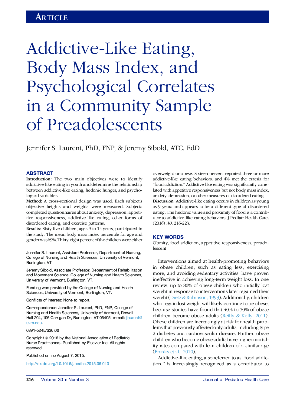 Addictive-Like Eating, BodyÂ Mass Index, and Psychological Correlates inÂ aÂ Community Sample ofÂ Preadolescents