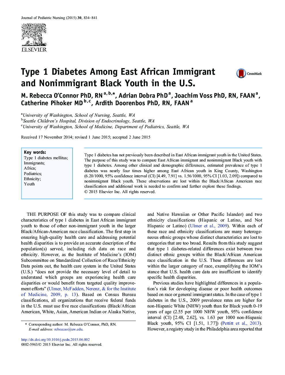 دیابت نوع 1 در میان جوانان سیاهپوست مهاجر و غیرمهاجر آفریقایی شرق در ایالات متحده