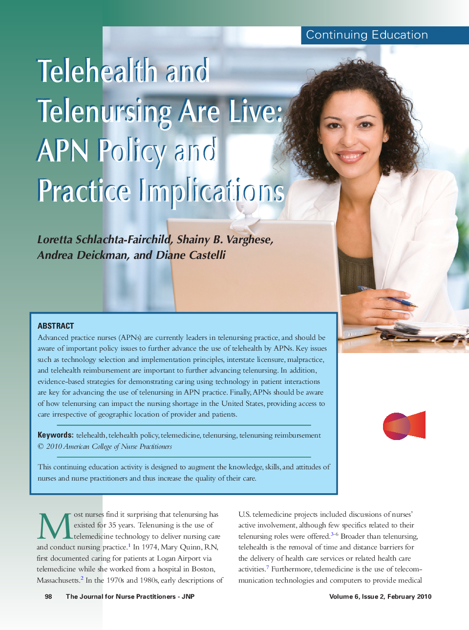 Telehealth and Telenursing Are Live: APN Policy and Practice Implications 