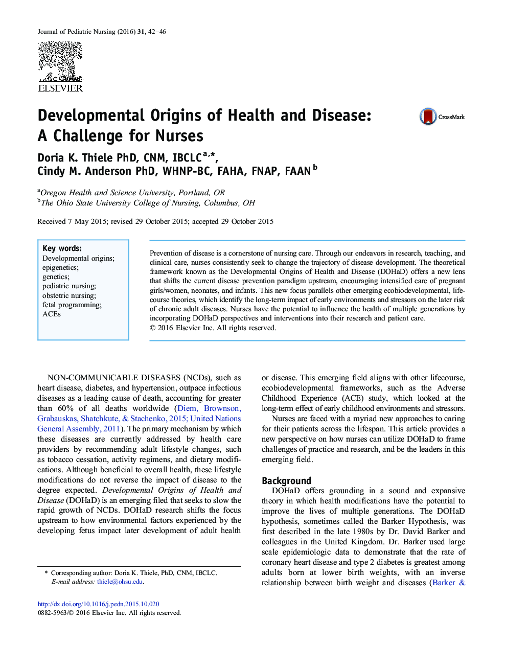ریشه های توسعه سلامت و بیماری: یک چالش برای پرستاران