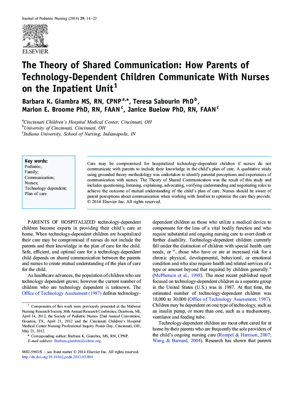 نظریه ارتباطات مشترک: چگونه والدین کودکان وابسته به فناوری با پرستاران بخش بستری ارتباط برقرار می کنند