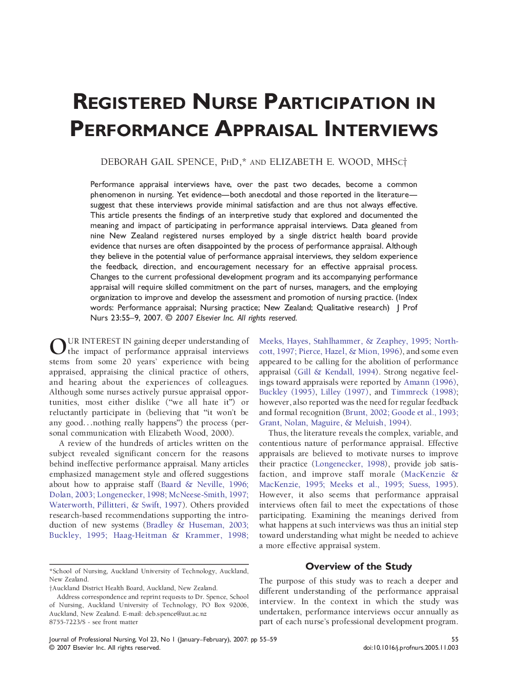 Registered Nurse Participation in Performance Appraisal Interviews