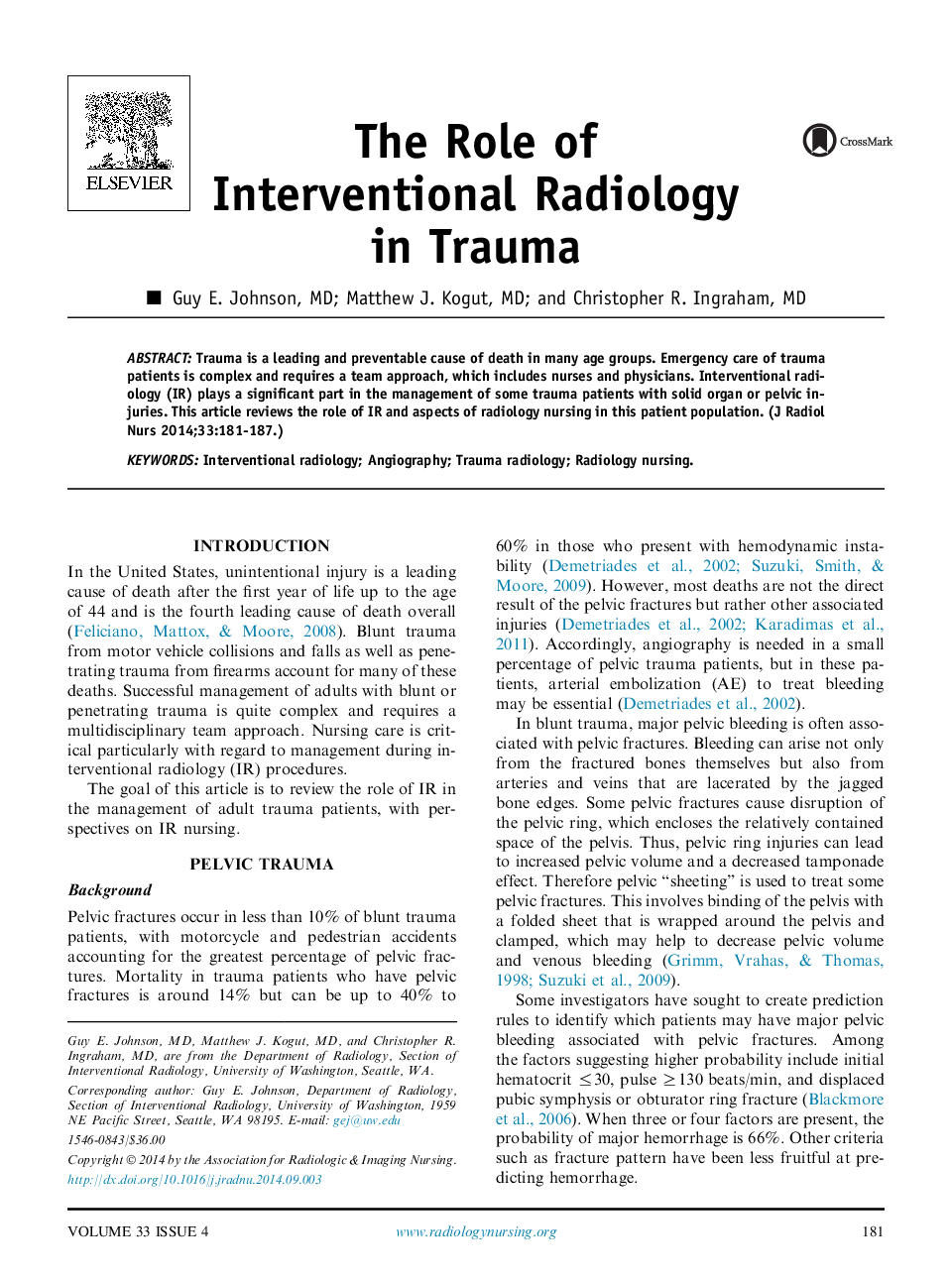نقش رادیولوژی مداخله ای در تروما