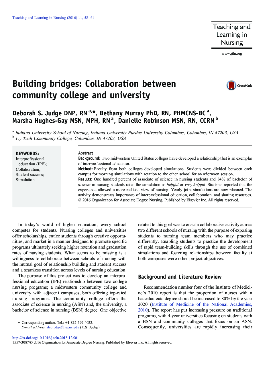 پل های ساختمان: همکاری بین کالج و دانشگاه