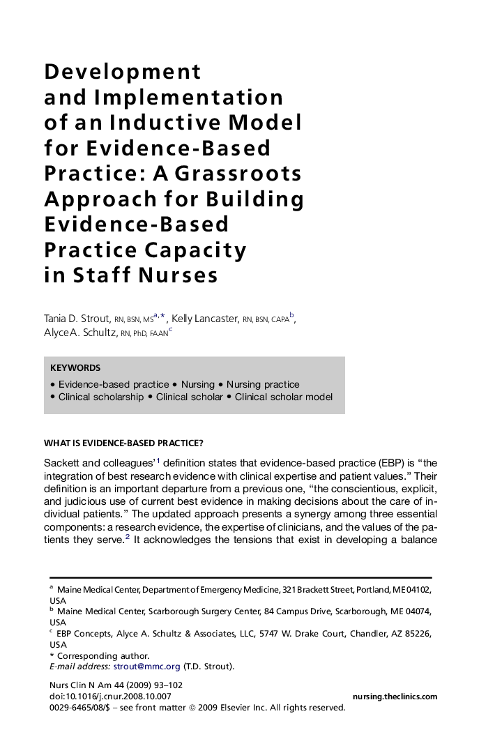 Development andÂ Implementation ofÂ an Inductive Model for Evidence-Based Practice: A Grassroots Approach for Building Evidence-Based Practice Capacity inÂ Staff Nurses