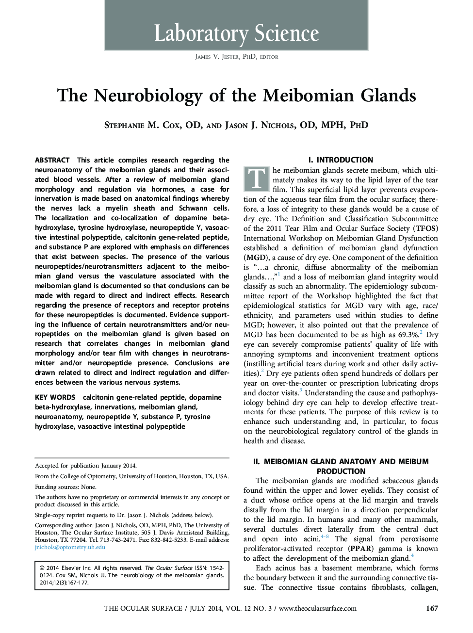 The Neurobiology of the Meibomian Glands 