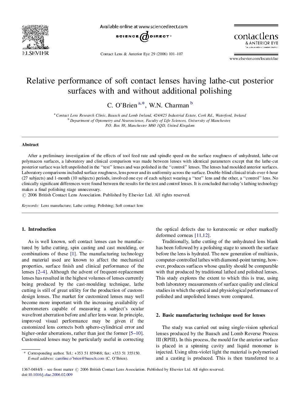 Relative performance of soft contact lenses having lathe-cut posterior surfaces with and without additional polishing