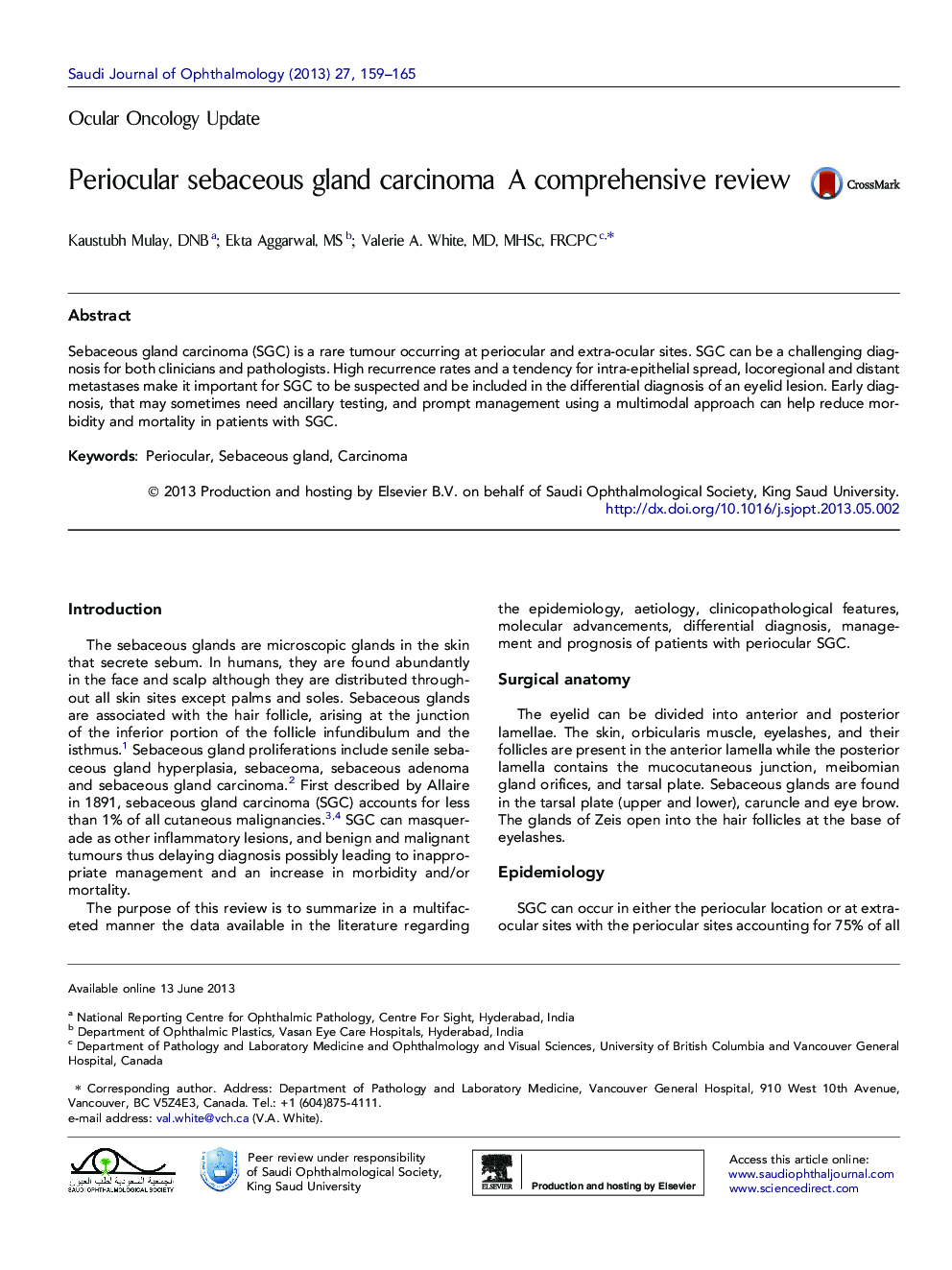 Periocular sebaceous gland carcinoma: A comprehensive review 