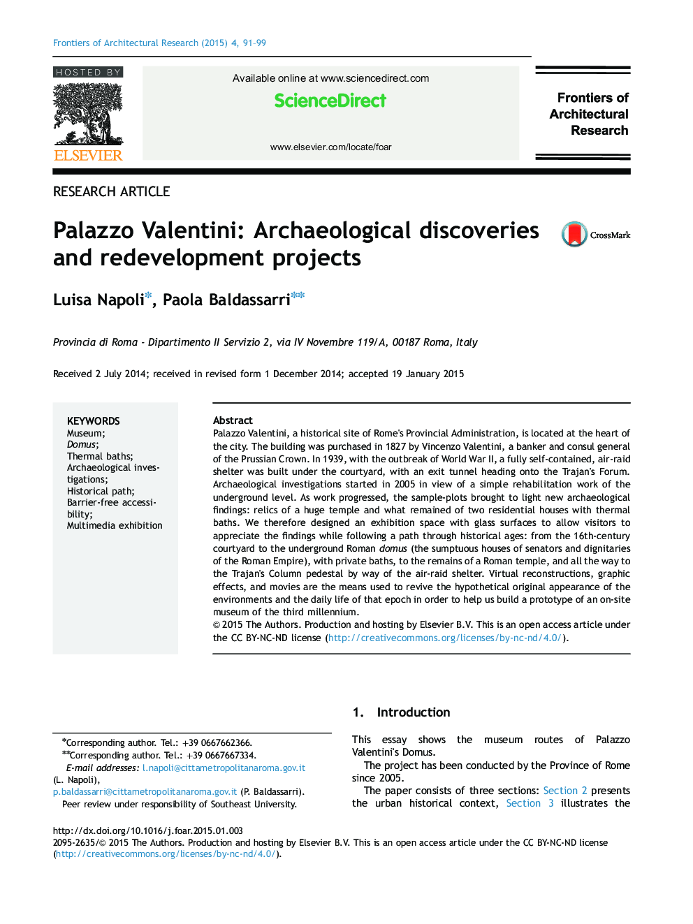 پالازو والنتینی: اکتشافات باستان شناسی و پروژه های بازسازی