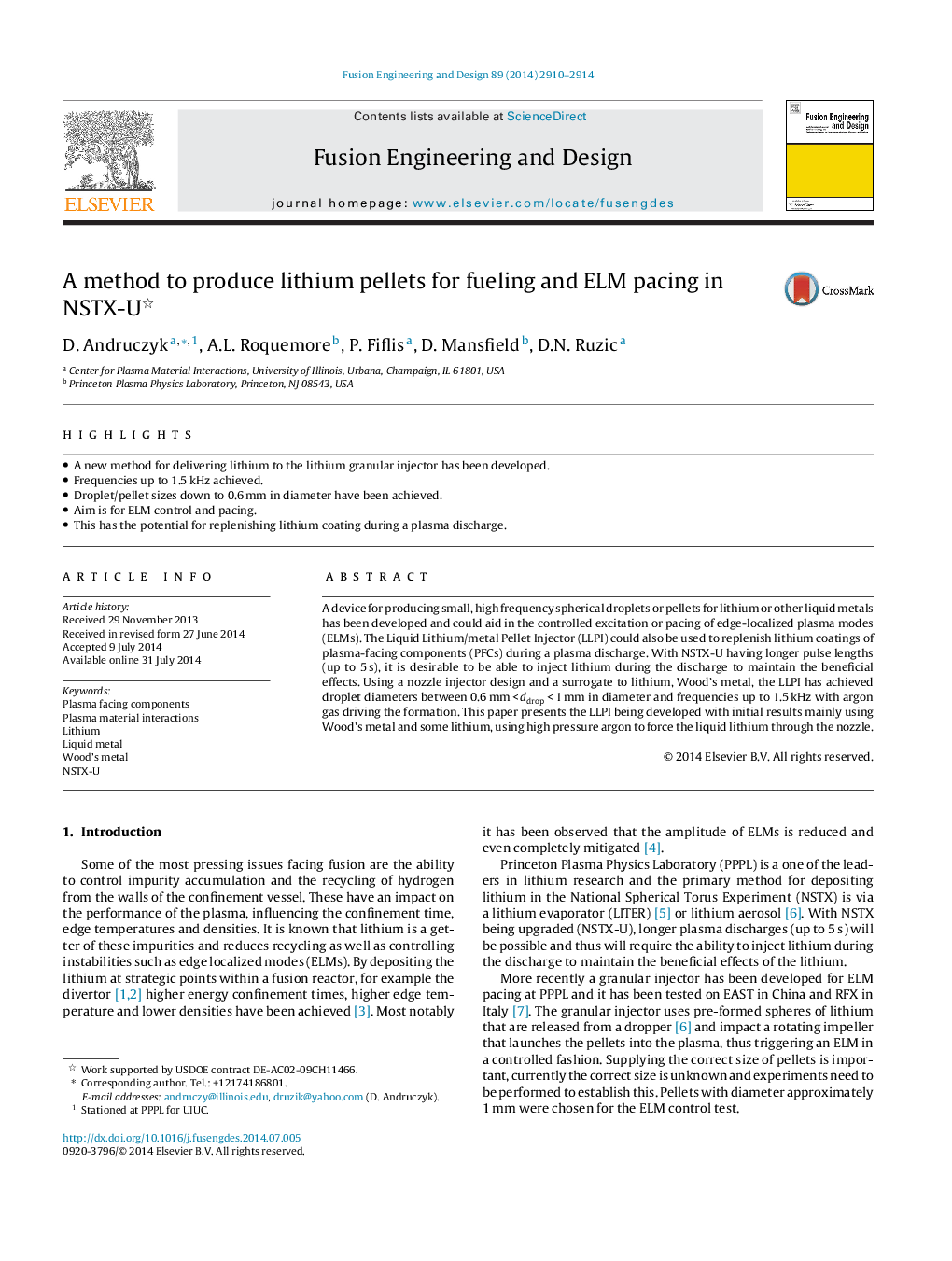 A method to produce lithium pellets for fueling and ELM pacing in NSTX-U 