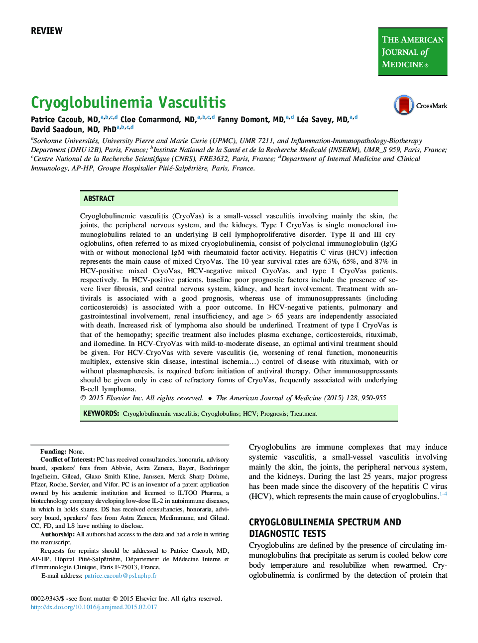 واسکولیت Cryoglobulinemia