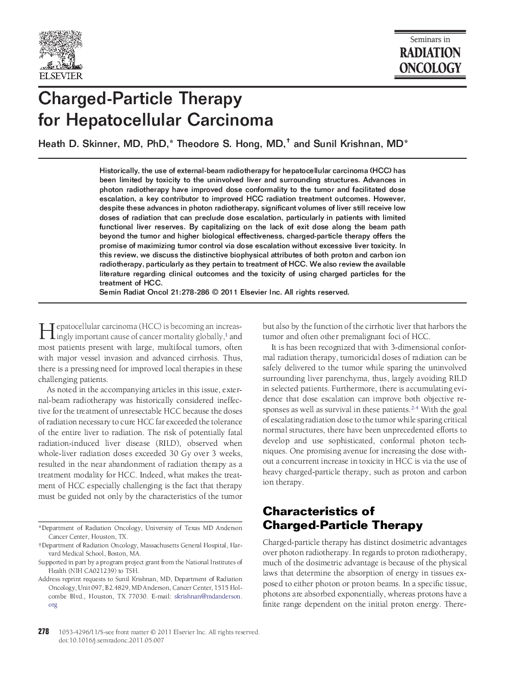 Charged-Particle Therapy for Hepatocellular Carcinoma 