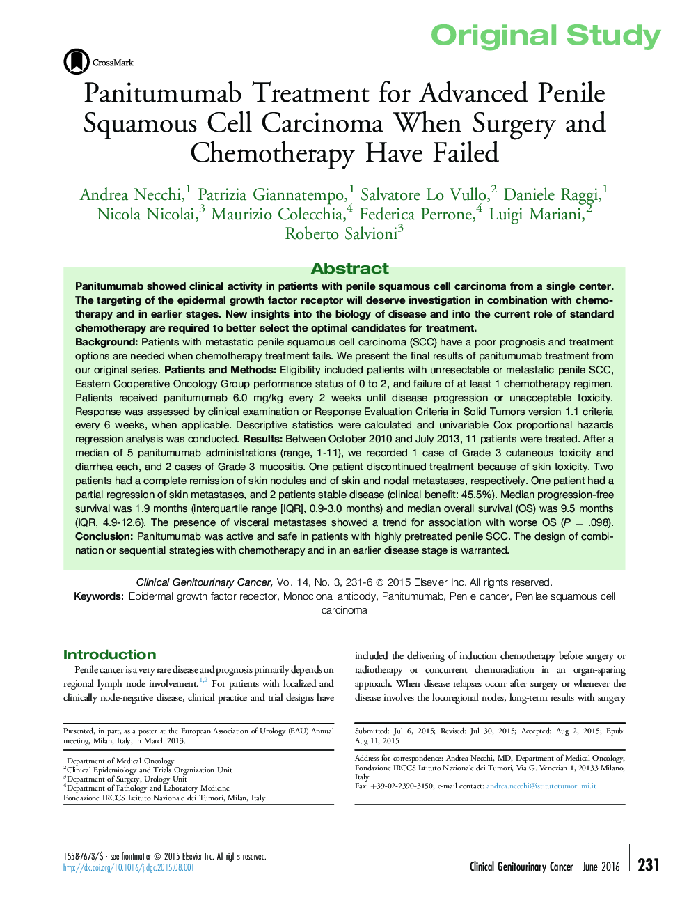 Panitumumab Treatment for Advanced Penile Squamous Cell Carcinoma When Surgery and Chemotherapy Have Failed