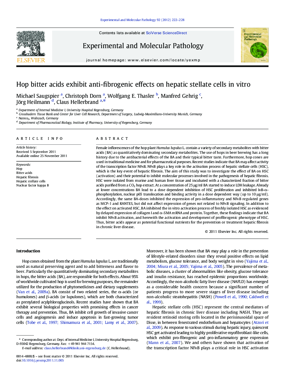 Hop bitter acids exhibit anti-fibrogenic effects on hepatic stellate cells in vitro