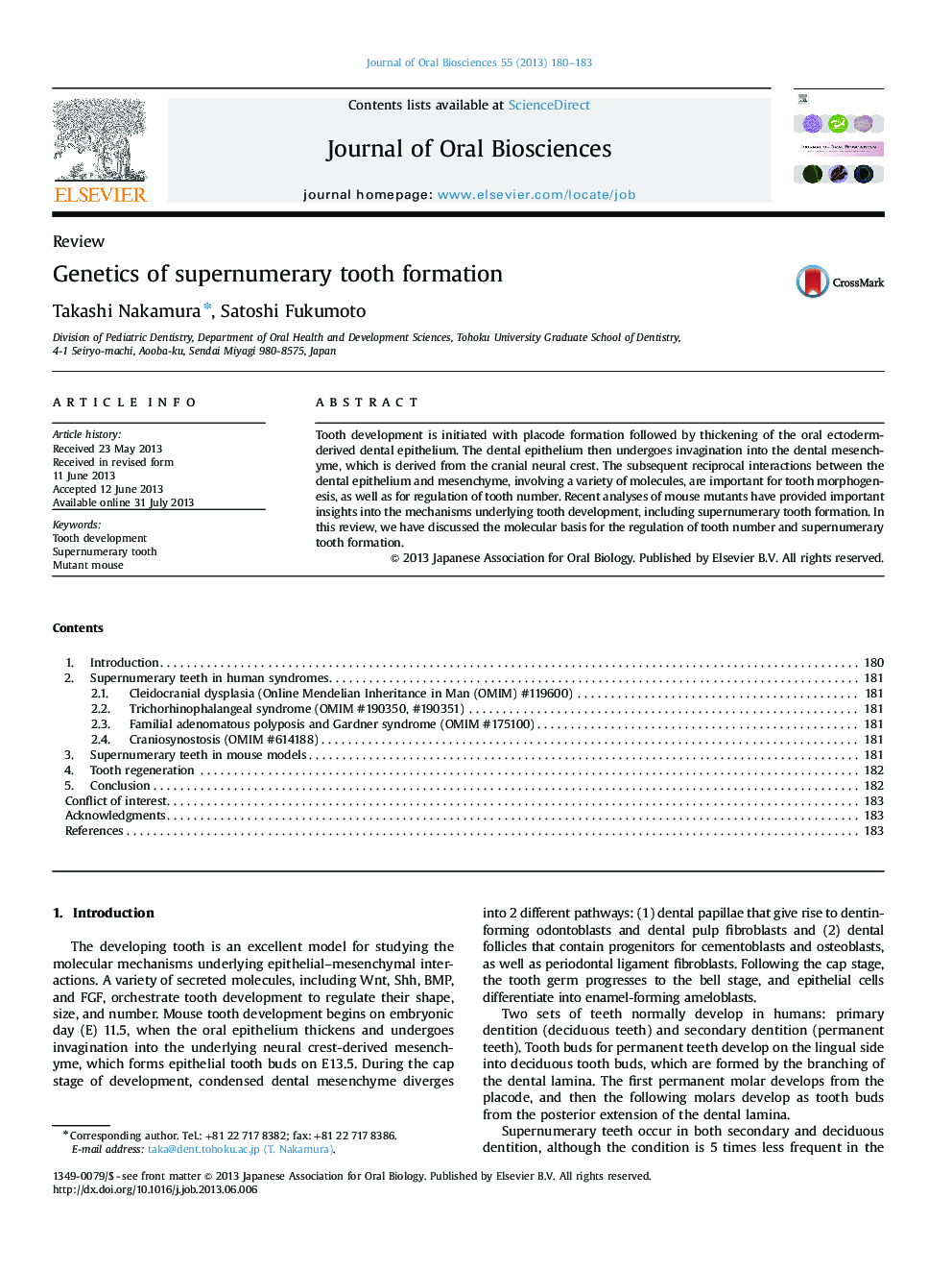 Genetics of supernumerary tooth formation