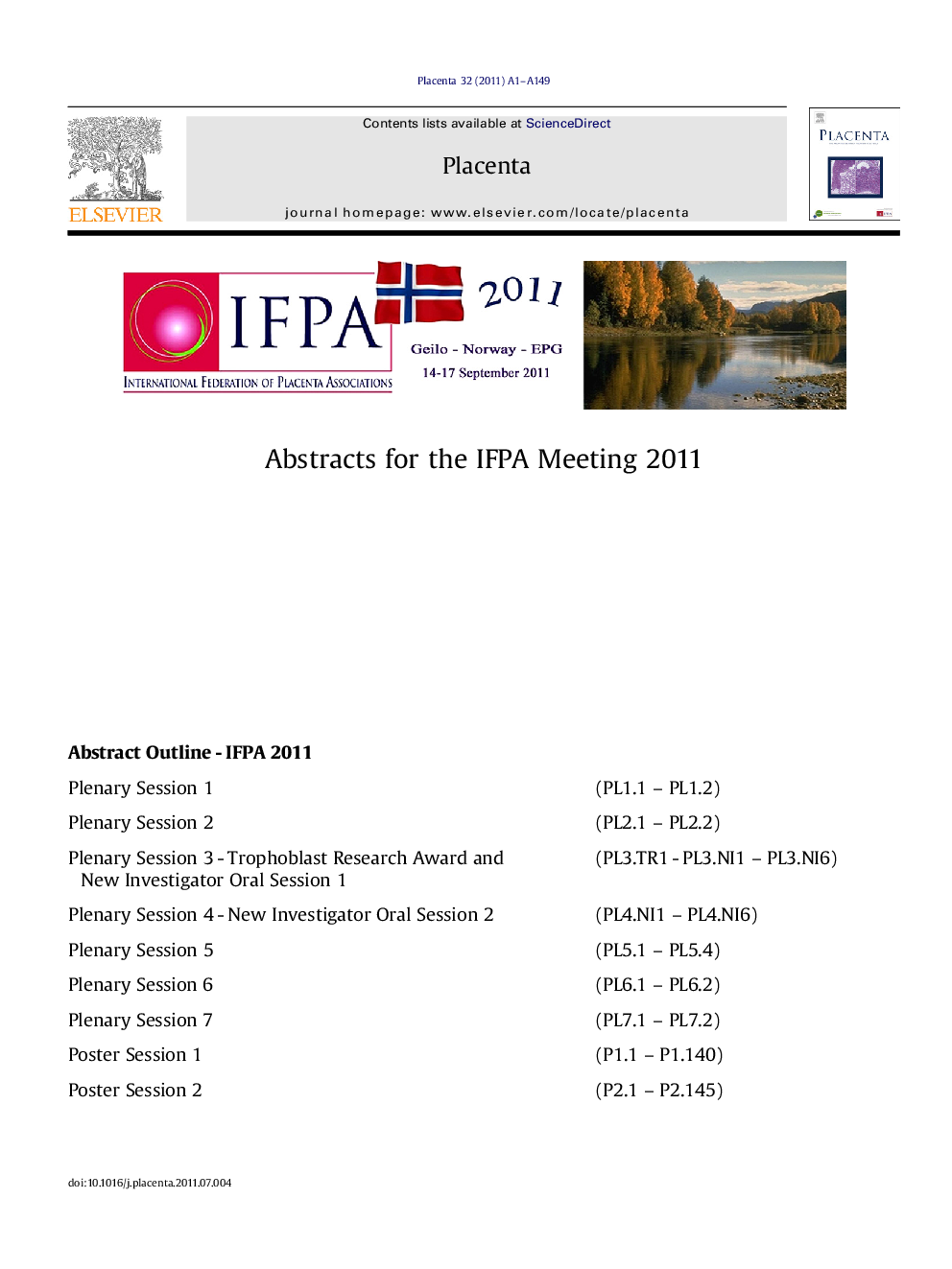 Abstracts for the IFPA Meeting 2011
