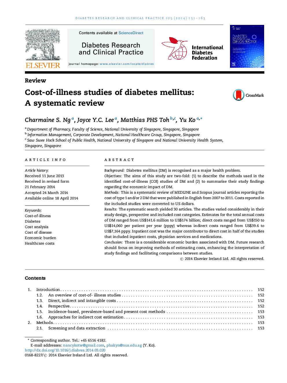 مطالعات هزینه های بیماری دیابت: یک بررسی سیستماتیک 