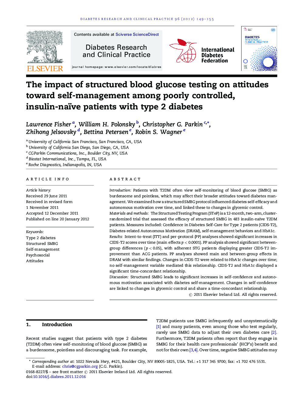 The impact of structured blood glucose testing on attitudes toward self-management among poorly controlled, insulin-naïve patients with type 2 diabetes
