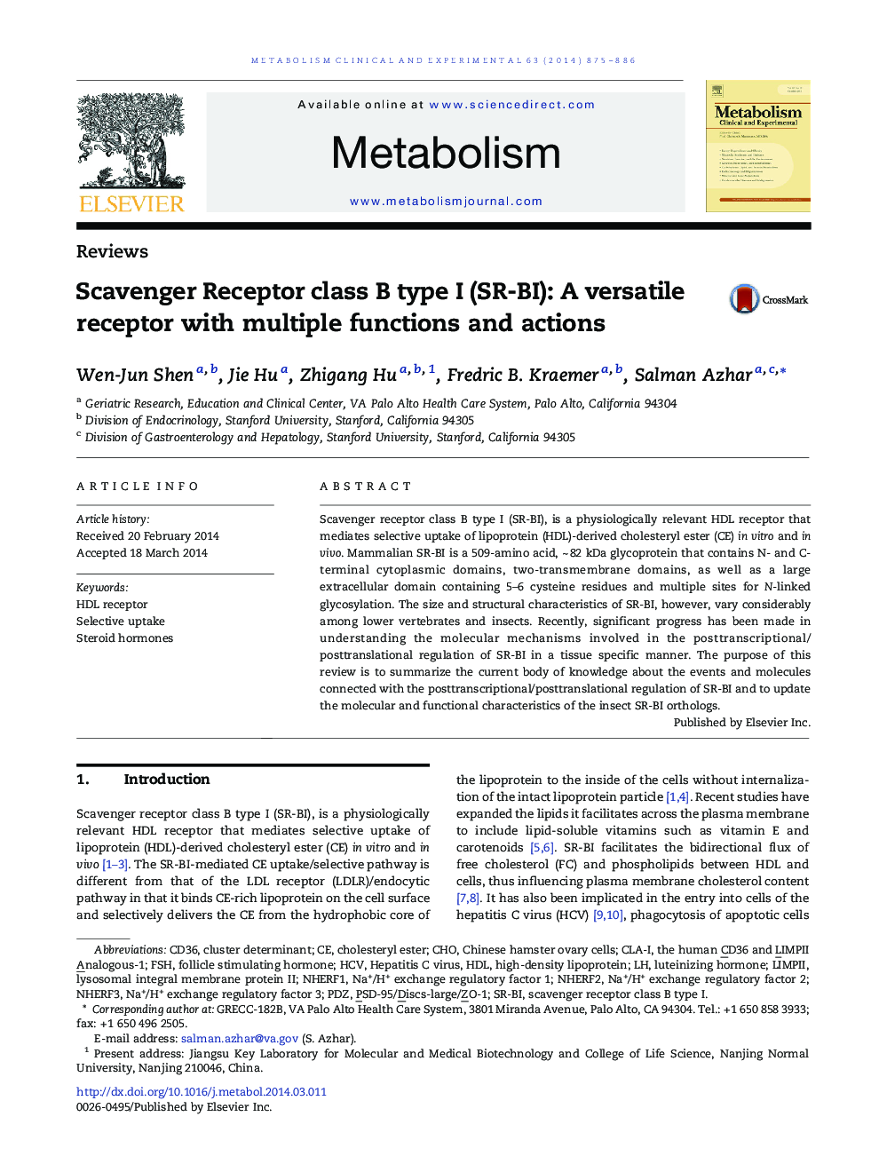Scavenger Receptor class B type I (SR-BI): A versatile receptor with multiple functions and actions