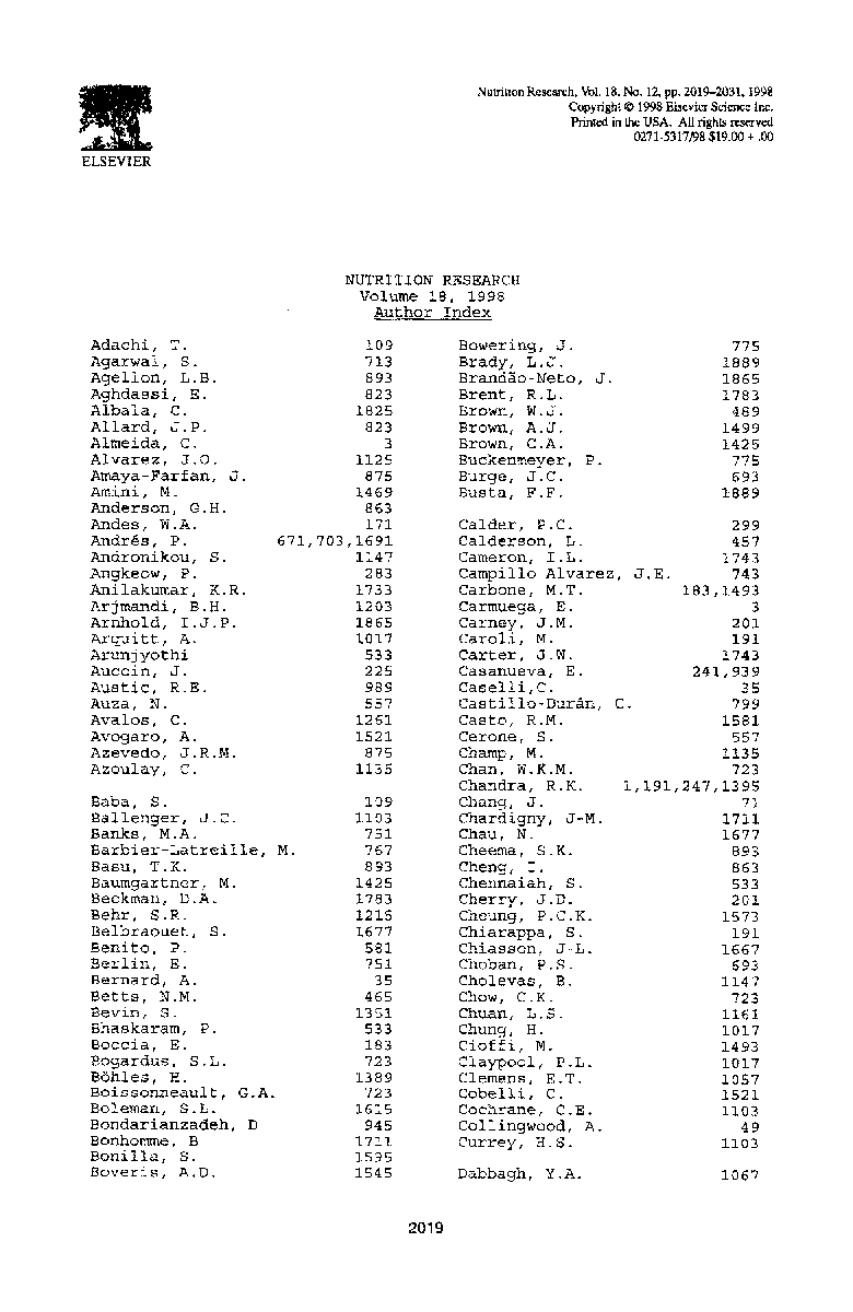 Author index for volume 18, 1998