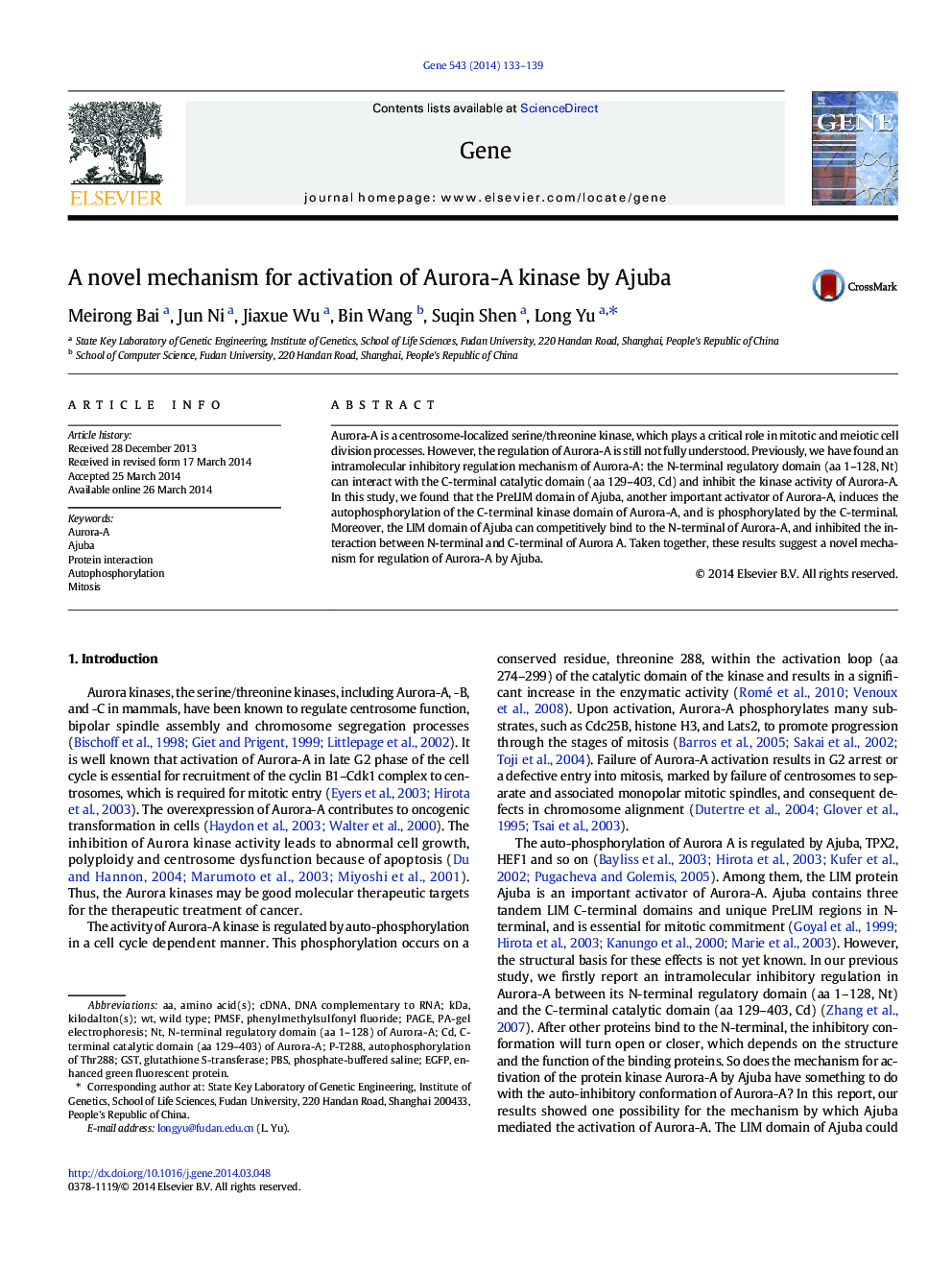 A novel mechanism for activation of Aurora-A kinase by Ajuba