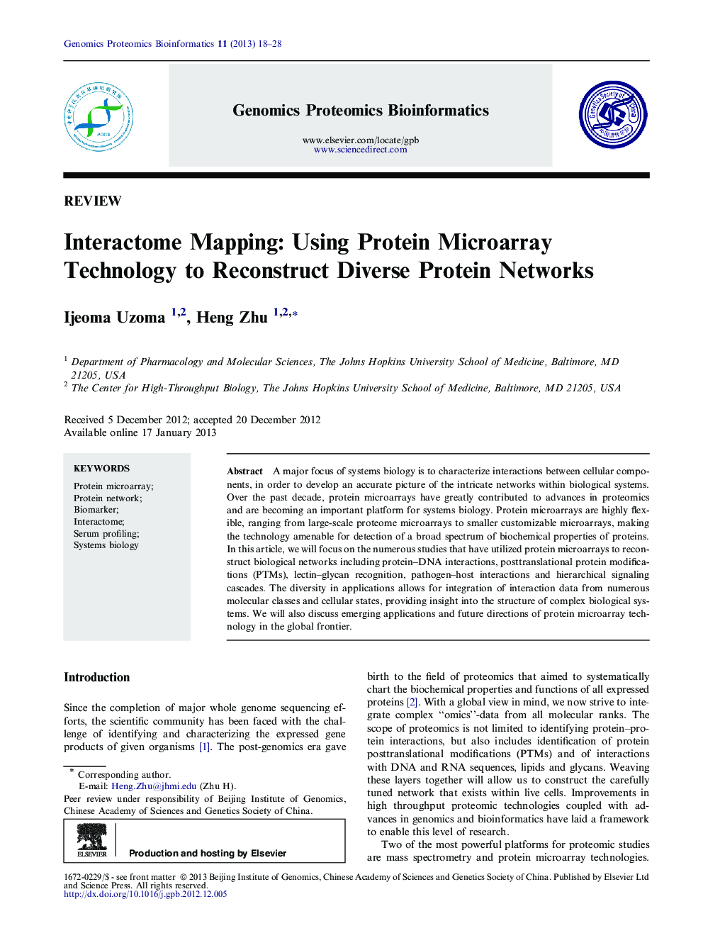 Interactome Mapping: Using Protein Microarray Technology to Reconstruct Diverse Protein Networks 