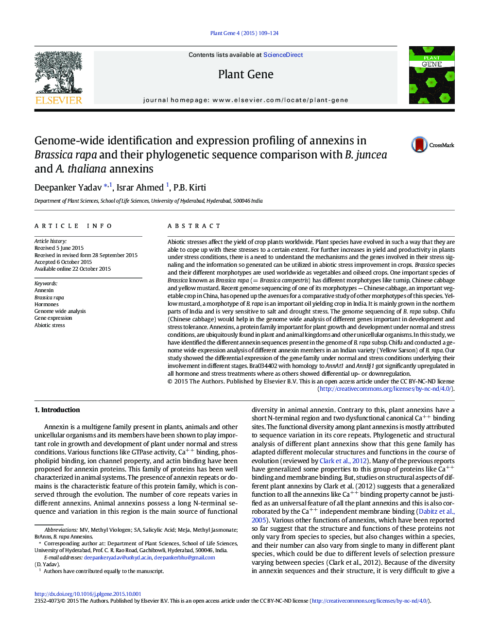 Genome-wide identification and expression profiling of annexins in Brassica rapa and their phylogenetic sequence comparison with B. juncea and A. thaliana annexins