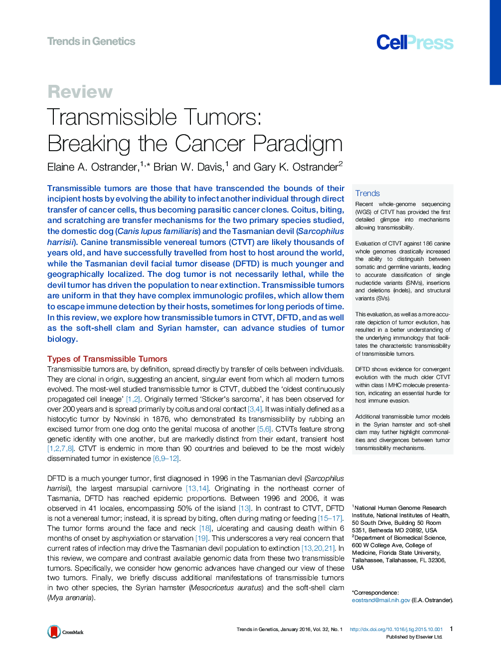 تومورهای قابل انتقال: شکستن پارادایم سرطان 