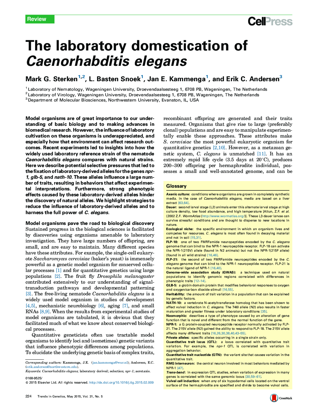 The laboratory domestication of Caenorhabditis elegans