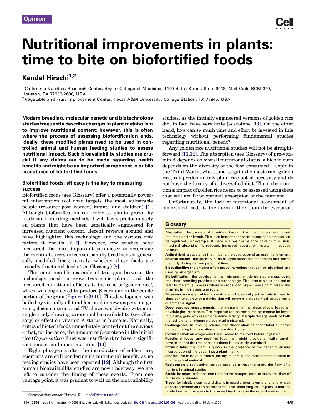 Nutritional improvements in plants: time to bite on biofortified foods