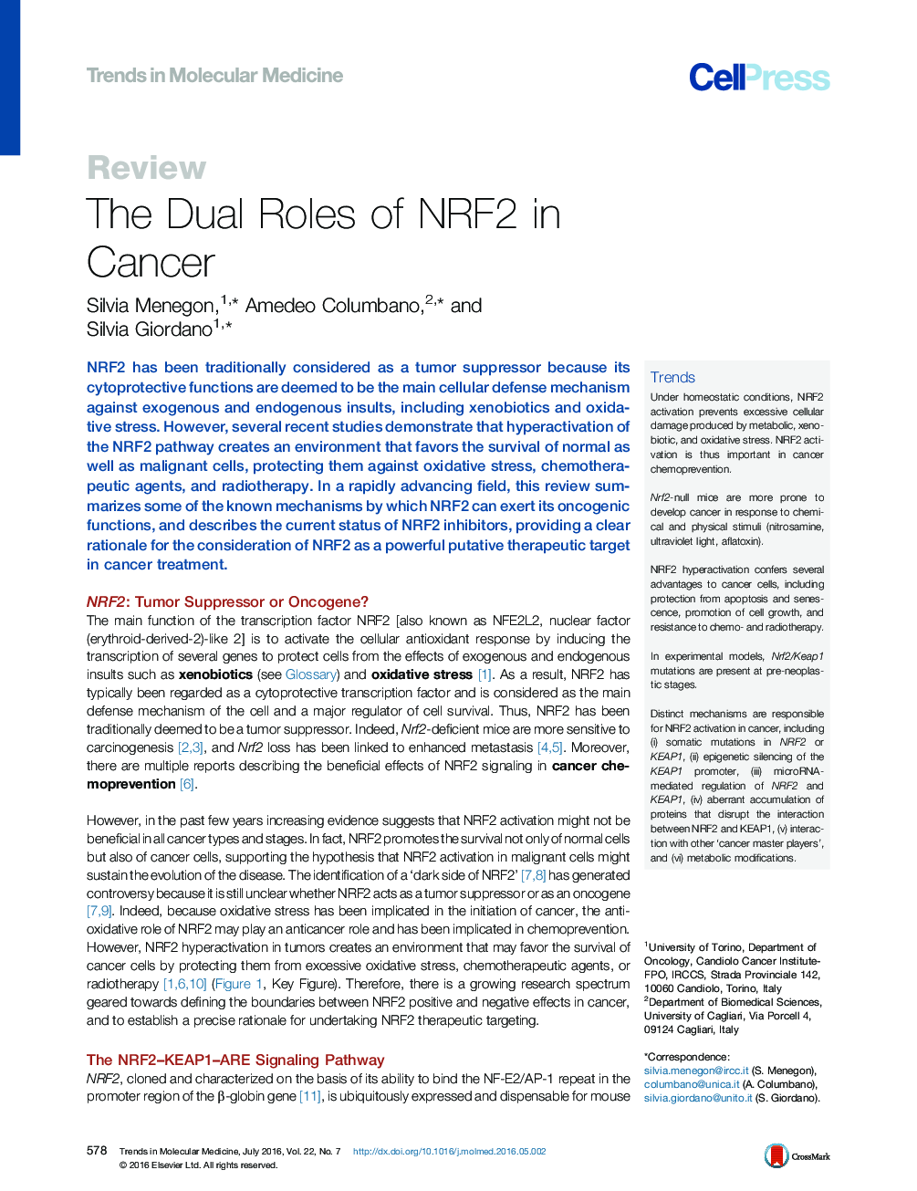 The Dual Roles of NRF2 in Cancer