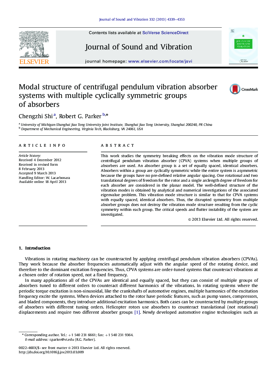 Modal structure of centrifugal pendulum vibration absorber systems with multiple cyclically symmetric groups of absorbers