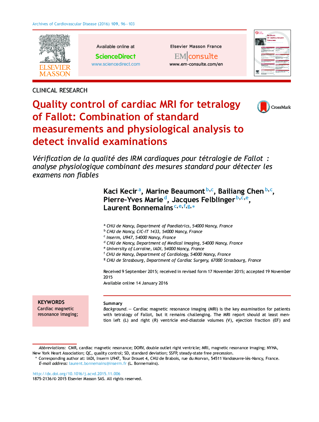 Quality control of cardiac MRI for tetralogy of Fallot: Combination of standard measurements and physiological analysis to detect invalid examinations