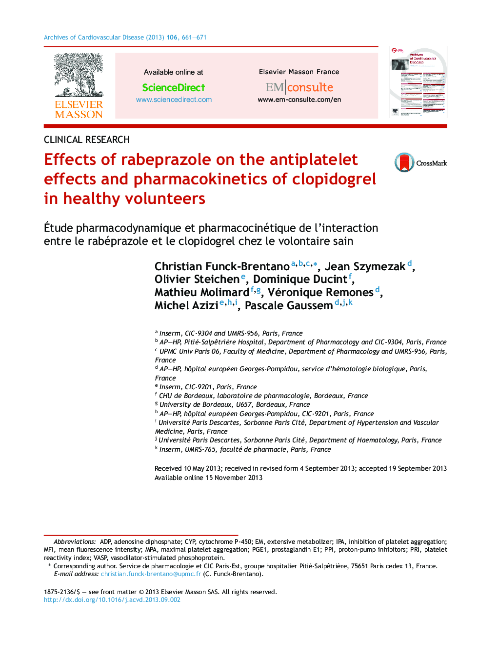 Effects of rabeprazole on the antiplatelet effects and pharmacokinetics of clopidogrel in healthy volunteers