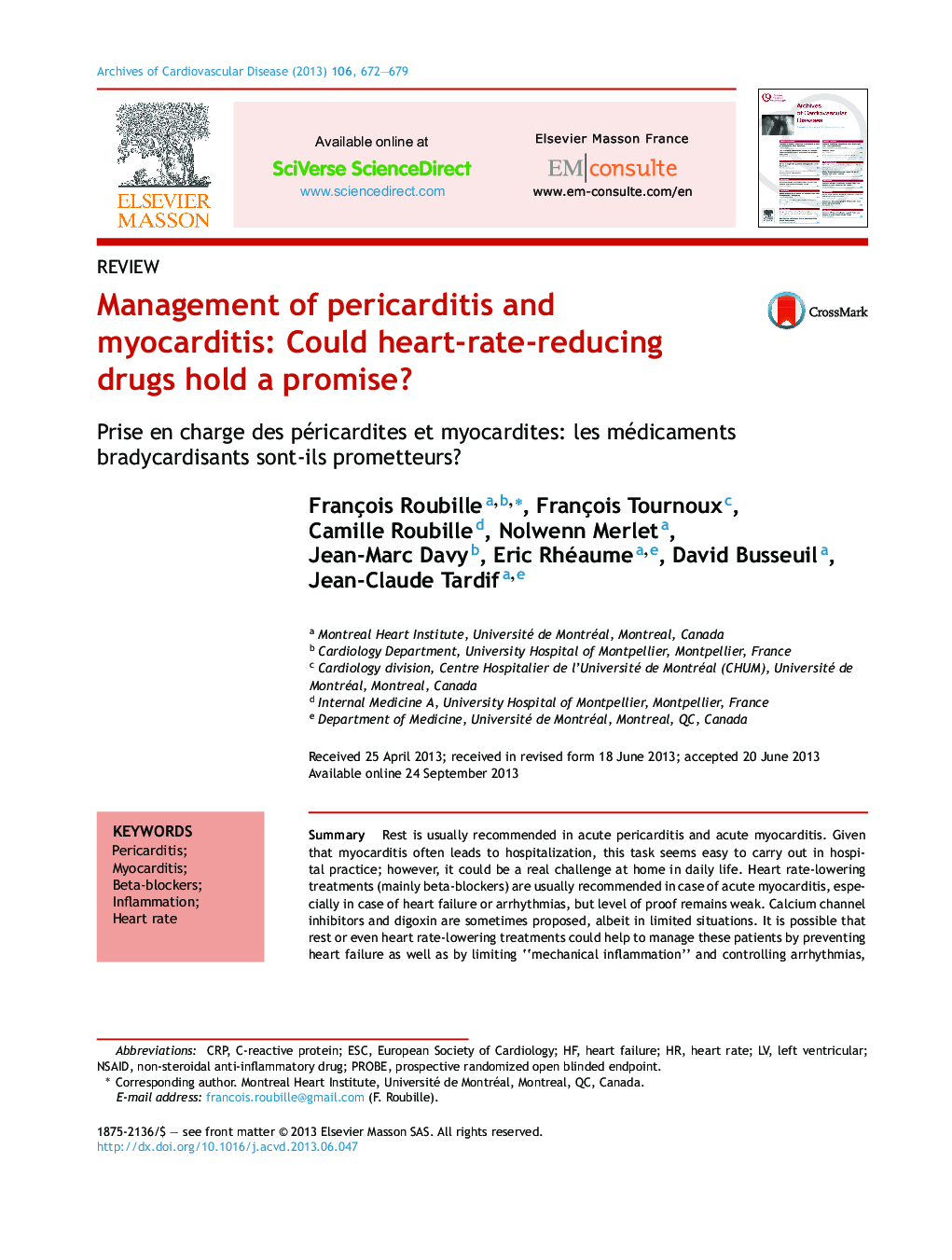 Management of pericarditis and myocarditis: Could heart-rate-reducing drugs hold a promise?