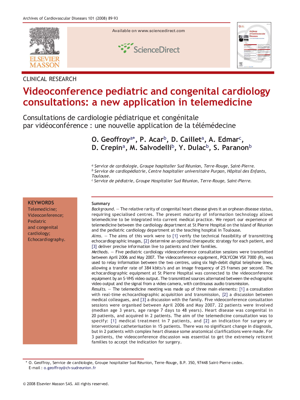 Videoconference pediatric and congenital cardiology consultations: a new application in telemedicine