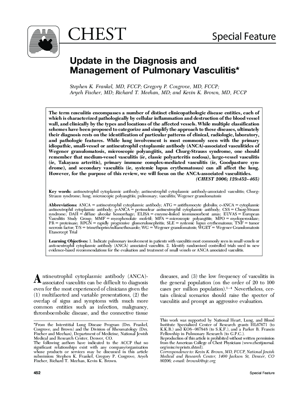 Update in the Diagnosis and Management of Pulmonary Vasculitis 
