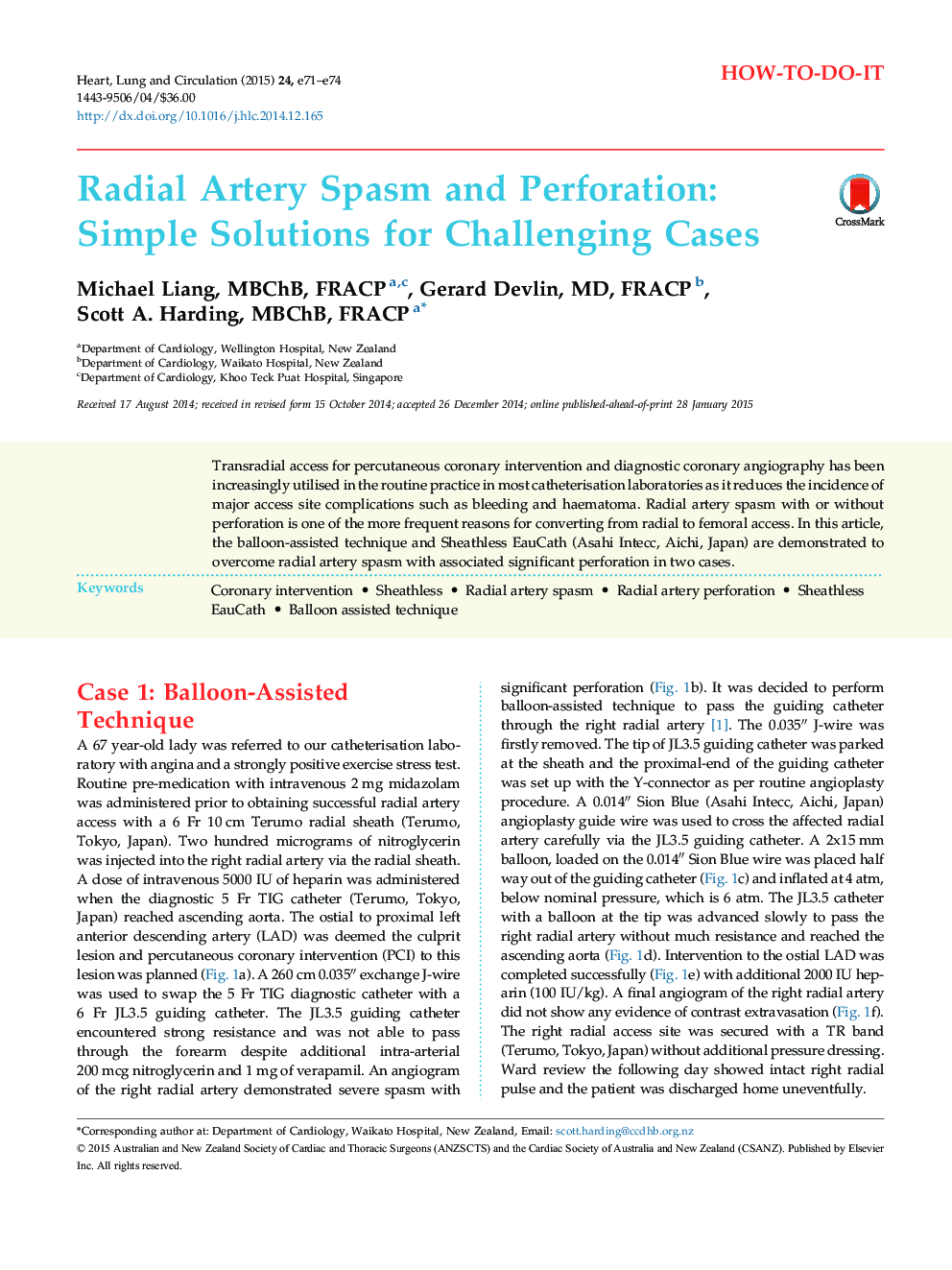 Radial Artery Spasm and Perforation: Simple Solutions for Challenging Cases