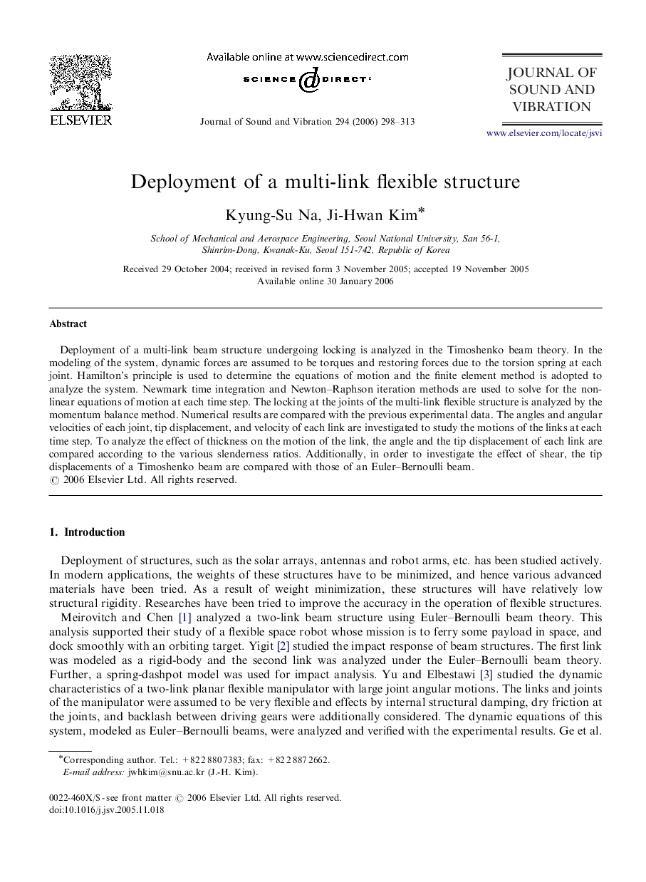 Deployment of a multi-link flexible structure