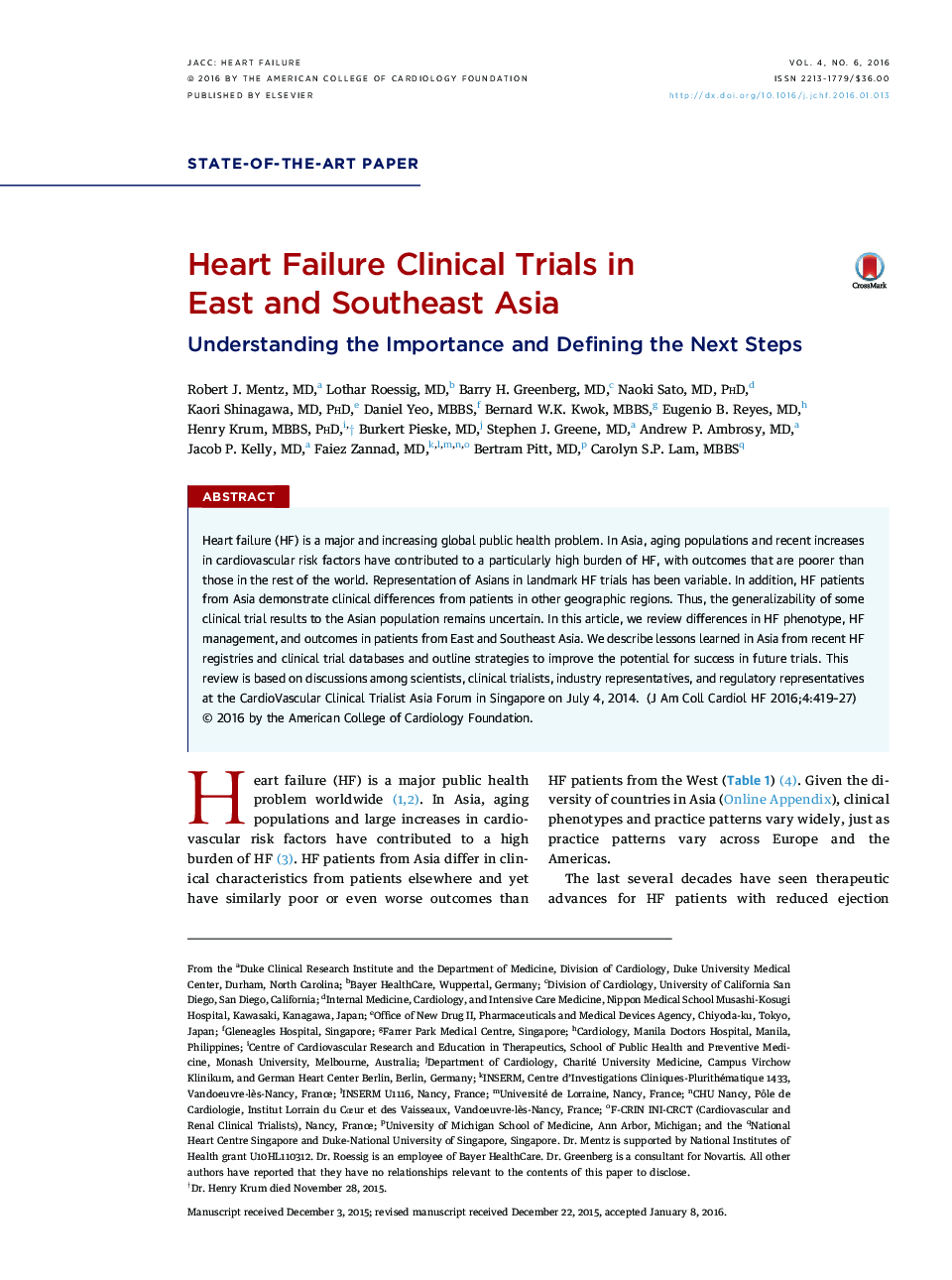 اختلالات قلبی در محاکمات بالینی در شرق و جنوب شرق آسیا: شناخت اهمیت و تعیین مراحل بعدی 