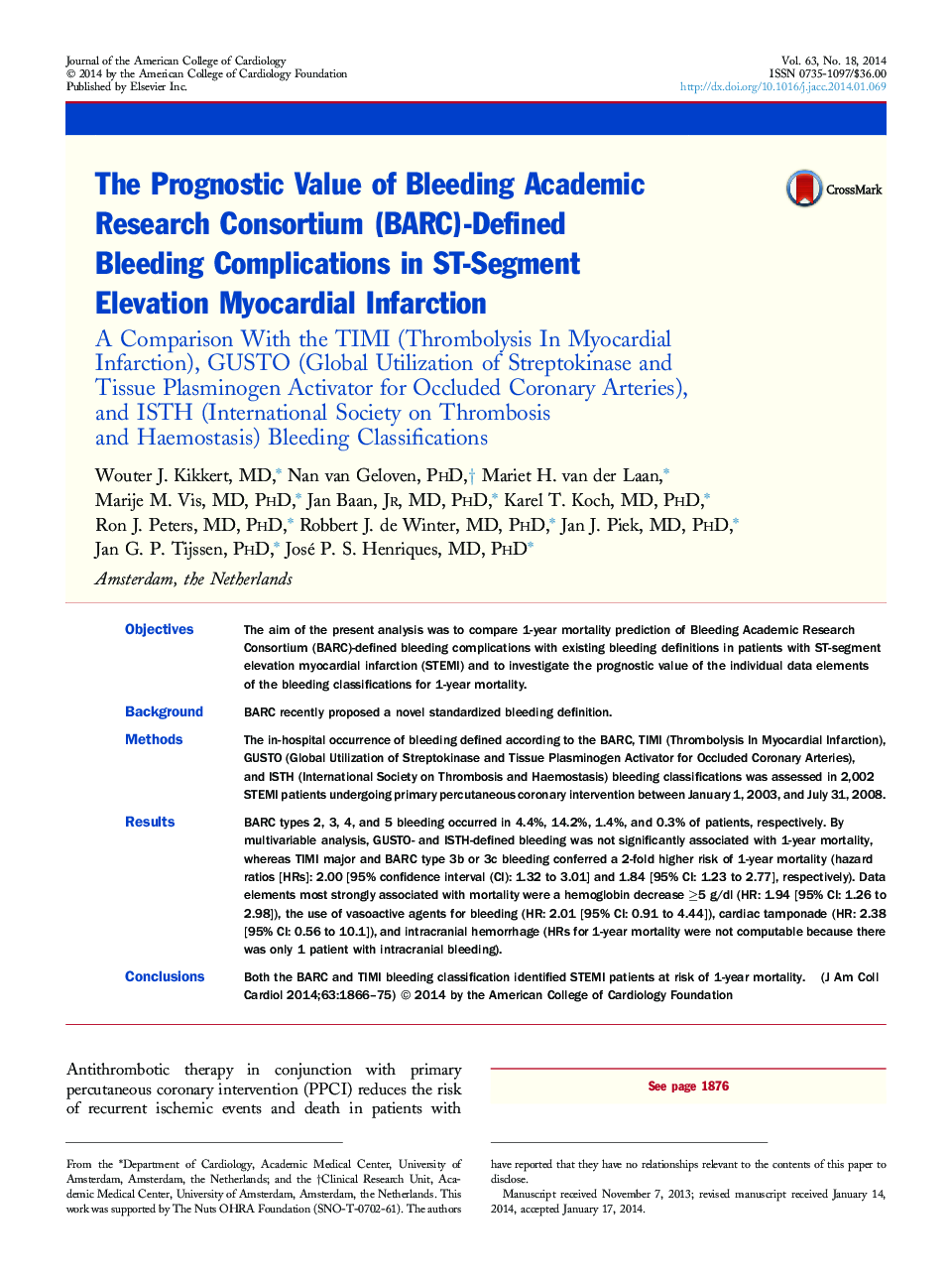 The Prognostic Value of Bleeding Academic Research Consortium (BARC)-Defined Bleeding Complications in ST-Segment Elevation Myocardial Infarction : A Comparison With the TIMI (Thrombolysis In Myocardial Infarction), GUSTO (Global Utilization of Streptokin