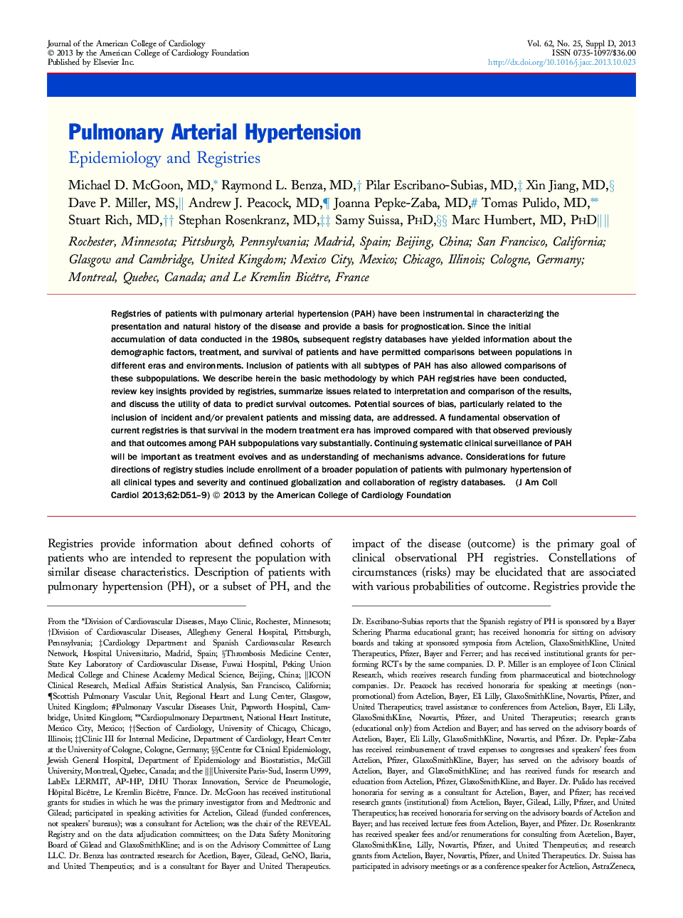 Pulmonary Arterial Hypertension : Epidemiology and Registries