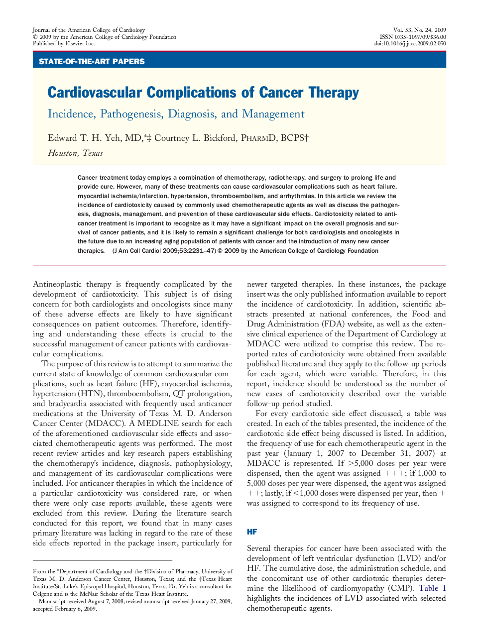 Cardiovascular Complications of Cancer Therapy : Incidence, Pathogenesis, Diagnosis, and Management