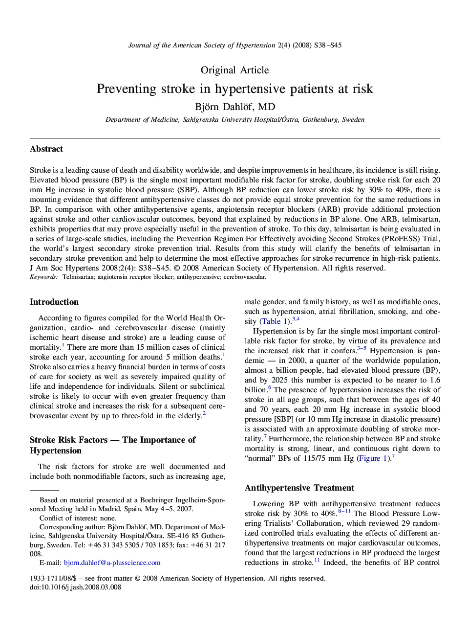 Preventing stroke in hypertensive patients at risk 