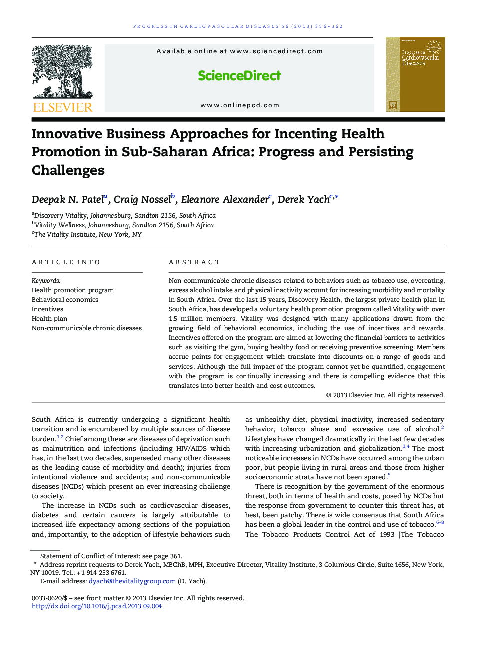 Innovative Business Approaches for Incenting Health Promotion in Sub-Saharan Africa: Progress and Persisting Challenges 